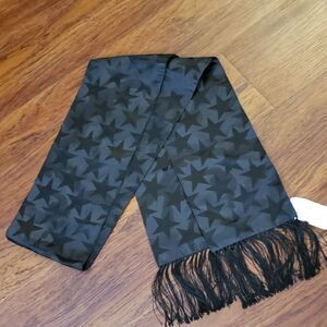 Valentino Black Star Jacquard Fringe Scarf